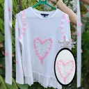 Flower patch beads work white top for women